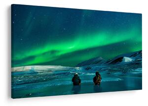 Tablou cu oameni la Aurora borealis (90x60 cm)