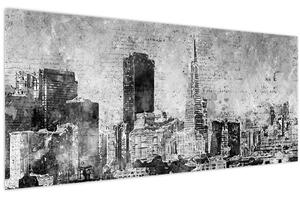 Tablou - Oraș de artă de cafea (120x50 cm)