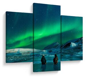 Tablou cu oameni la Aurora borealis (90x60 cm)