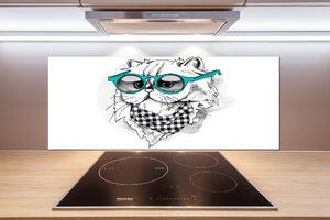 Sticlă pentru bucătărie Cat cu ochelari