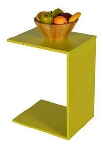 Masuta Cafea Laterala Adore C shape cu roti, Alb - Nuc - Stejar - Mov, 35x65x45 cm