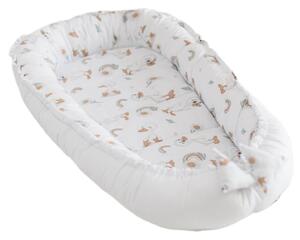 Cosulet patut bebe tip babynest din bumbac 90x50 cm, cu doua fete Kidizi Ducky, alb