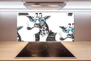 Panou sticlă decorativa bucătărie ochelari Giraffe