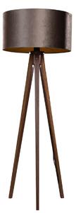 Lampă de podea cu trepied din lemn de nuc cu abajur din catifea maro 50cm - Tripod Classic