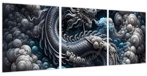 Tablou – Dragon în fum (cu ceas) (90x30 cm)