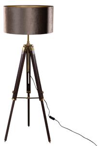 Lampă de podea tripod din alamă cu abajur din catifea maro 50cm - Cortin