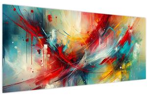 Tablou – Abstracție cu roșu (120x50 cm)