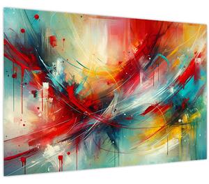 Tablou – Abstracție cu roșu (90x60 cm)