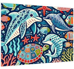 Tablou – Animale acvatice desenate (70x50 cm)