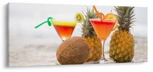 Tablou cu ananas și pahare pe plajă (120x50 cm)