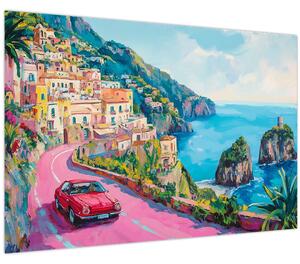 Tablou - Drum roz pe coastă (90x60 cm)
