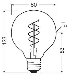 Bec LED reglabil VINTAGE FILAMENT E27/4,9W/230V 2200K CRI 90 - Osram
