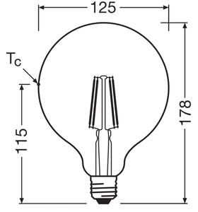 Bec LED Globe Classic cu filament G125 E27, 4W, 230V, 2700K - Ledvance