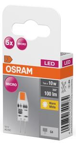 Set de 5 becuri LED micro cu pini G4, 1W, 12V, 2700K - Osram