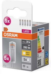 Set 5 becuri LED PIN G4/1,8W/12V 2700K - Osram
