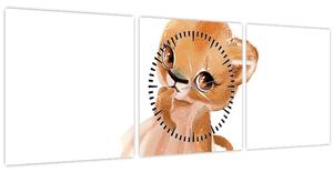 Tablou - Animăluț în acuarelă N⁰6 (cu ceas) (90x30 cm)