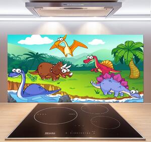 Panou sticlă decorativa bucătărie dinozauri