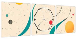 Tablou - Ilustrație colorată minimalistă (cu ceas) (90x30 cm)