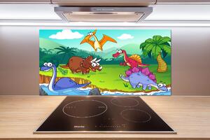 Panou sticlă decorativa bucătărie dinozauri
