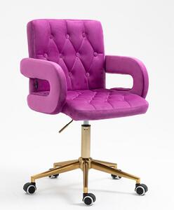 HR8404K Scaun Catifea Fucsia cu Bază Aurie