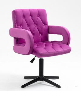 HR8404CROSS Scaun Catifea Fucsia cu Bază Neagră