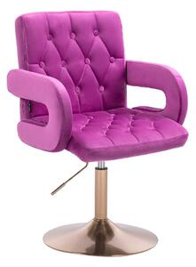 HR8404N Scaun Catifea Fucsia cu Bază Aurie