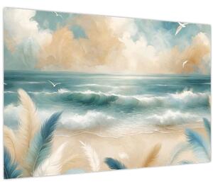 Tablou – Plajă pictată în culori delicate (90x60 cm)