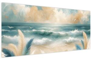 Tablou – Plajă pictată în culori delicate (120x50 cm)