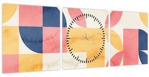 Tablou - Abstracție cu modele retro (cu ceas) (90x30 cm)