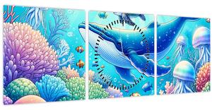 Tablou – Lume subacvatică (cu ceas) (90x30 cm)