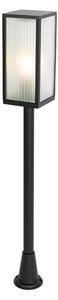 Lampă de exterior pe picioare neagră cu sticlă nervură 100 cm IP44 - Charlois