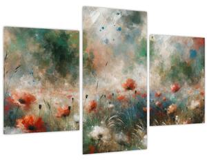 Tablou – Abstracție de câmp cu maci (90x60 cm)