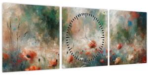Tablou – Abstracție de câmp cu maci (cu ceas) (90x30 cm)