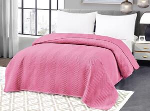 Cuvertura de pat catifelata roz deschis cu model ARROW VELVET Dimensiune: 200 x 220 cm
