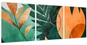 Tablou - Motive naturale geometrice (cu ceas) (90x30 cm)