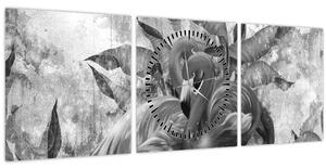 Tablou - Graffiti cu flamingo (cu ceas) (90x30 cm)