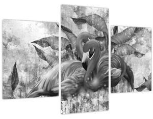 Tablou - Graffiti cu flamingo (90x60 cm)