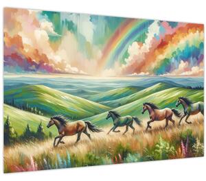 Tablou – Cai galopând prin peisaj (90x60 cm)