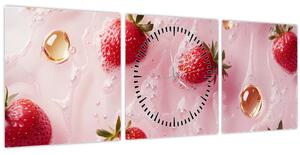 Tablou - Căpșuni în bule (cu ceas) (90x30 cm)