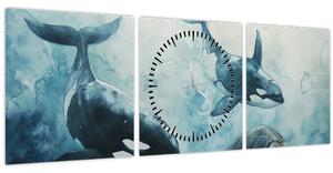 Tablou - Pictură subacvatică (cu ceas) (90x30 cm)