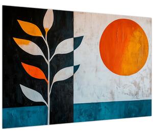 Tablou - Abstracție cu plantă și soare (90x60 cm)