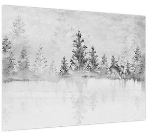 Tablou - Cerb lângă lac (70x50 cm)