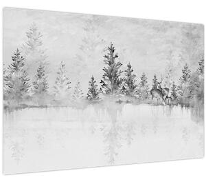 Tablou - Cerb lângă lac (90x60 cm)