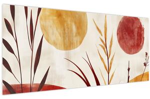 Tablou - Plante și cercuri (120x50 cm)