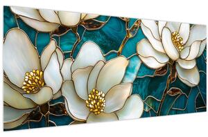 Tablou - Vitraliu cu magnolie (120x50 cm)