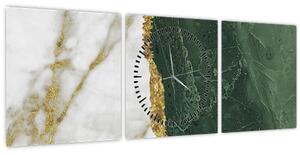 Tablou - Marmură verde N⁰3 (cu ceas) (90x30 cm)