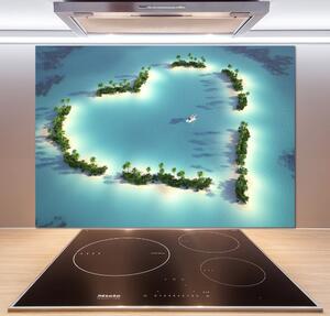 Panou sticla securizata bucatarie Inima insulă în formă