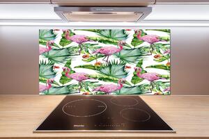 Sticlă printata bucătărie plante Flamingos
