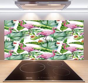 Sticlă printata bucătărie plante Flamingos