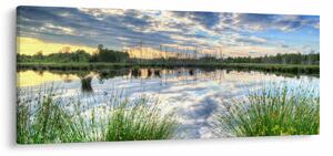 Tablou cu lac și trestie (120x50 cm)